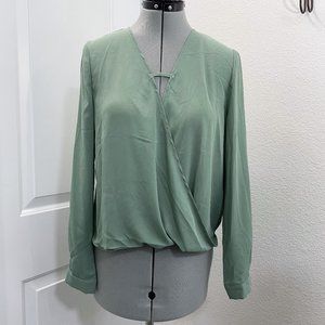 SheIn Deep V Drape Faux Wrap Blouse